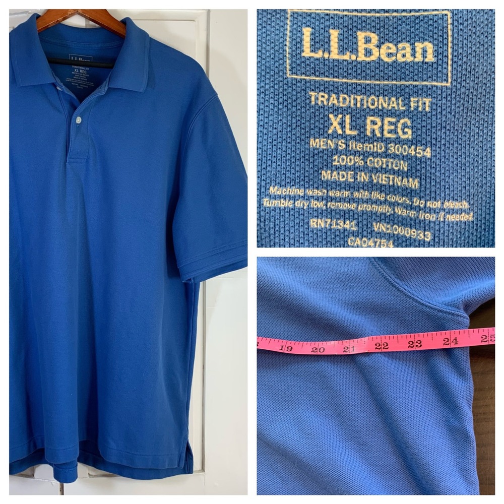 LL Bean Mens XL‎ Blue Polo Shirt Short Sleeve Traditional Fit Cotton Casual Golf